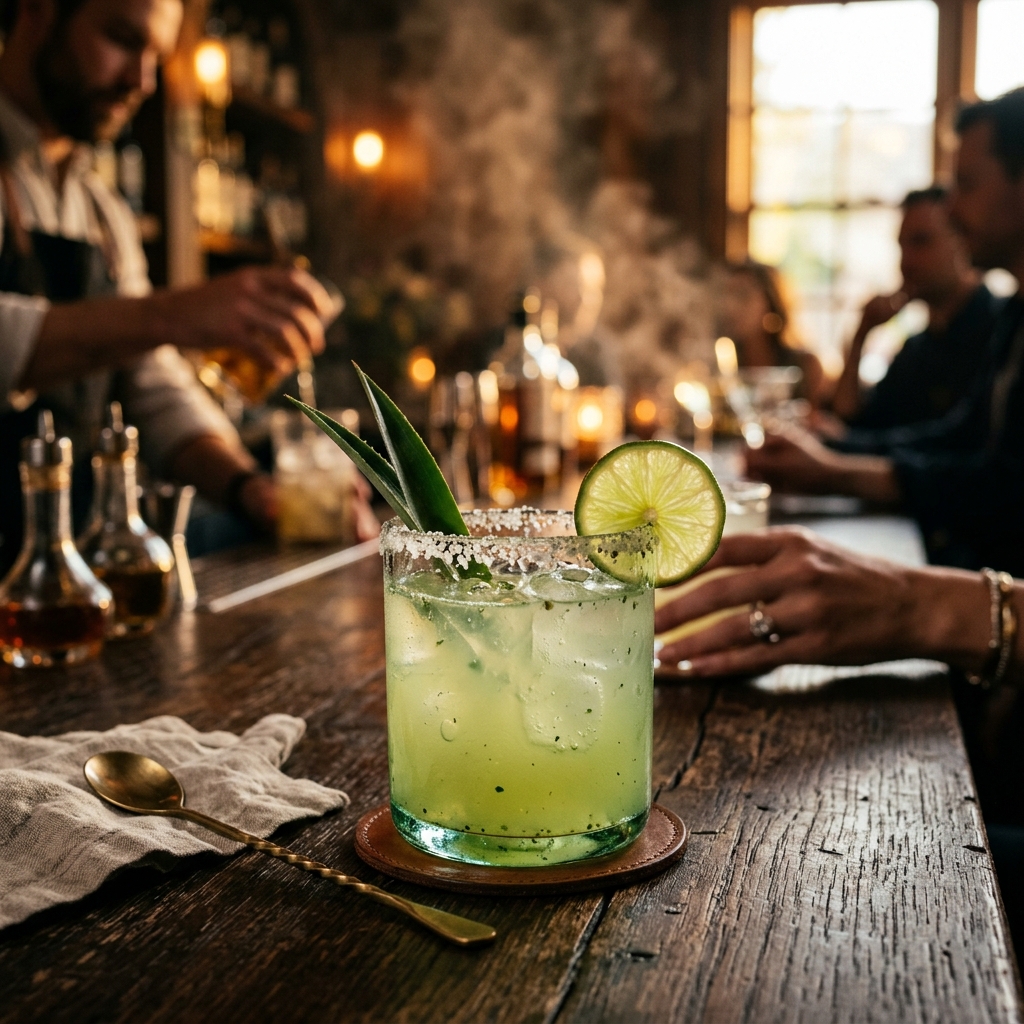 Mezcal Margarita with salted rim